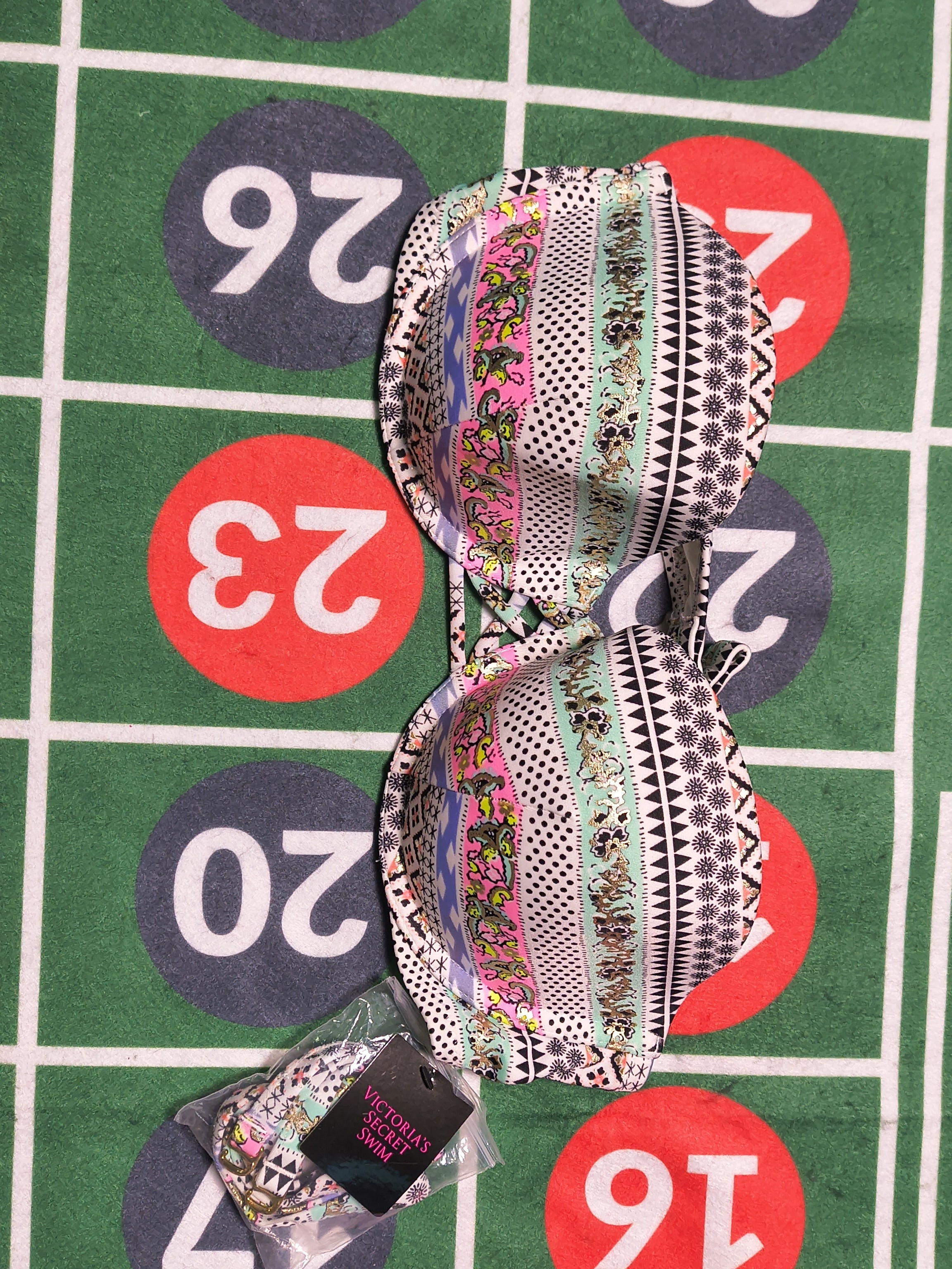 Victoria's Secret Multicolor Bandeau Bikini Top 36c Nwt Strapless Swim
